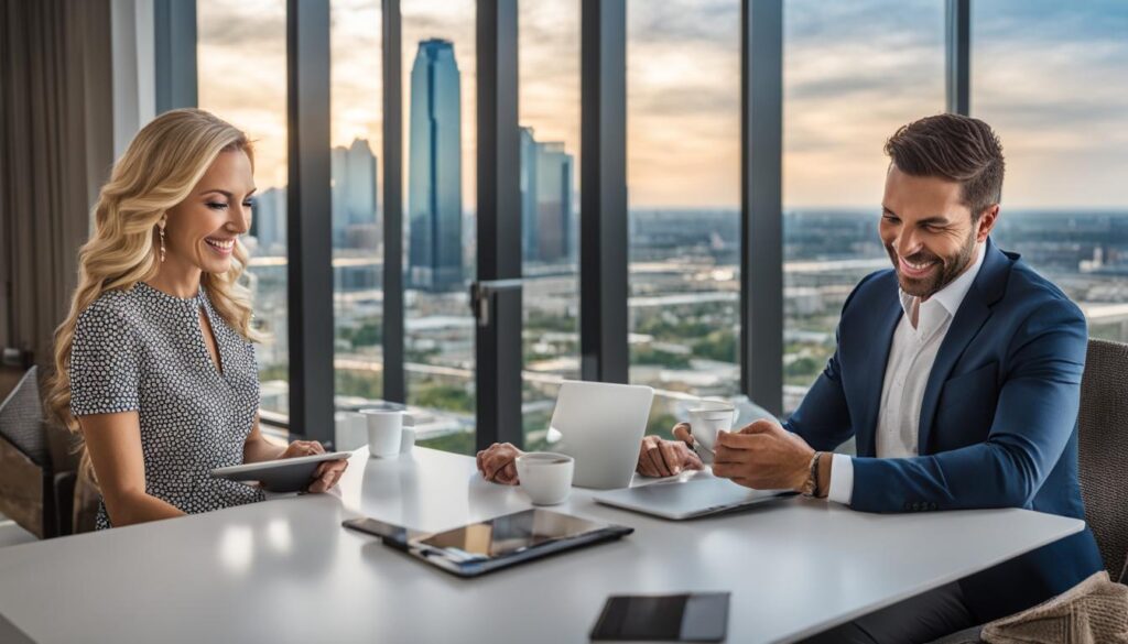 Real estate agent meeting with clients